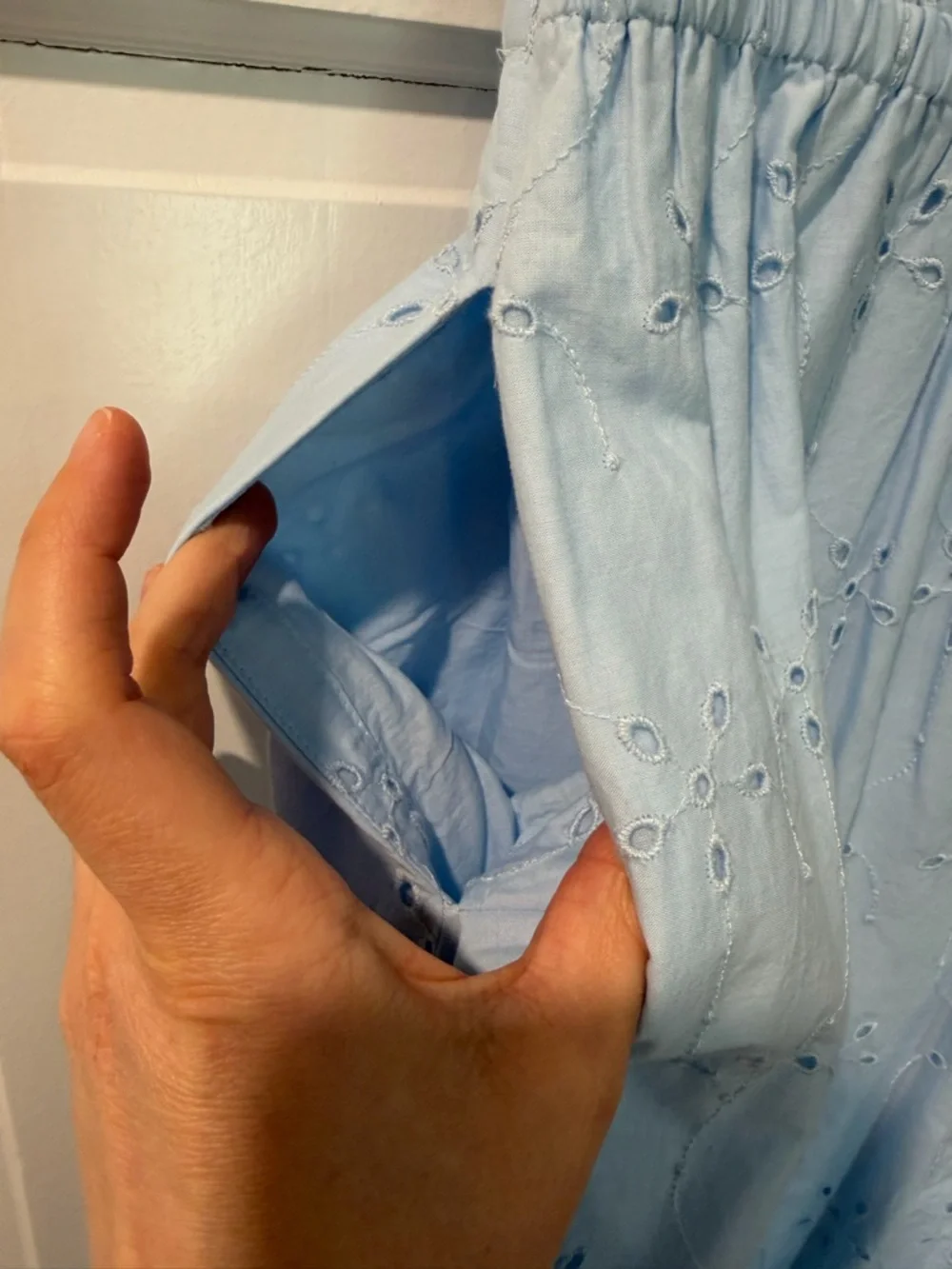 NWT J. Crew Factory Blue Eyelet Puff Sleeve Midi Dress - Size 4 - Picture 7 of 10